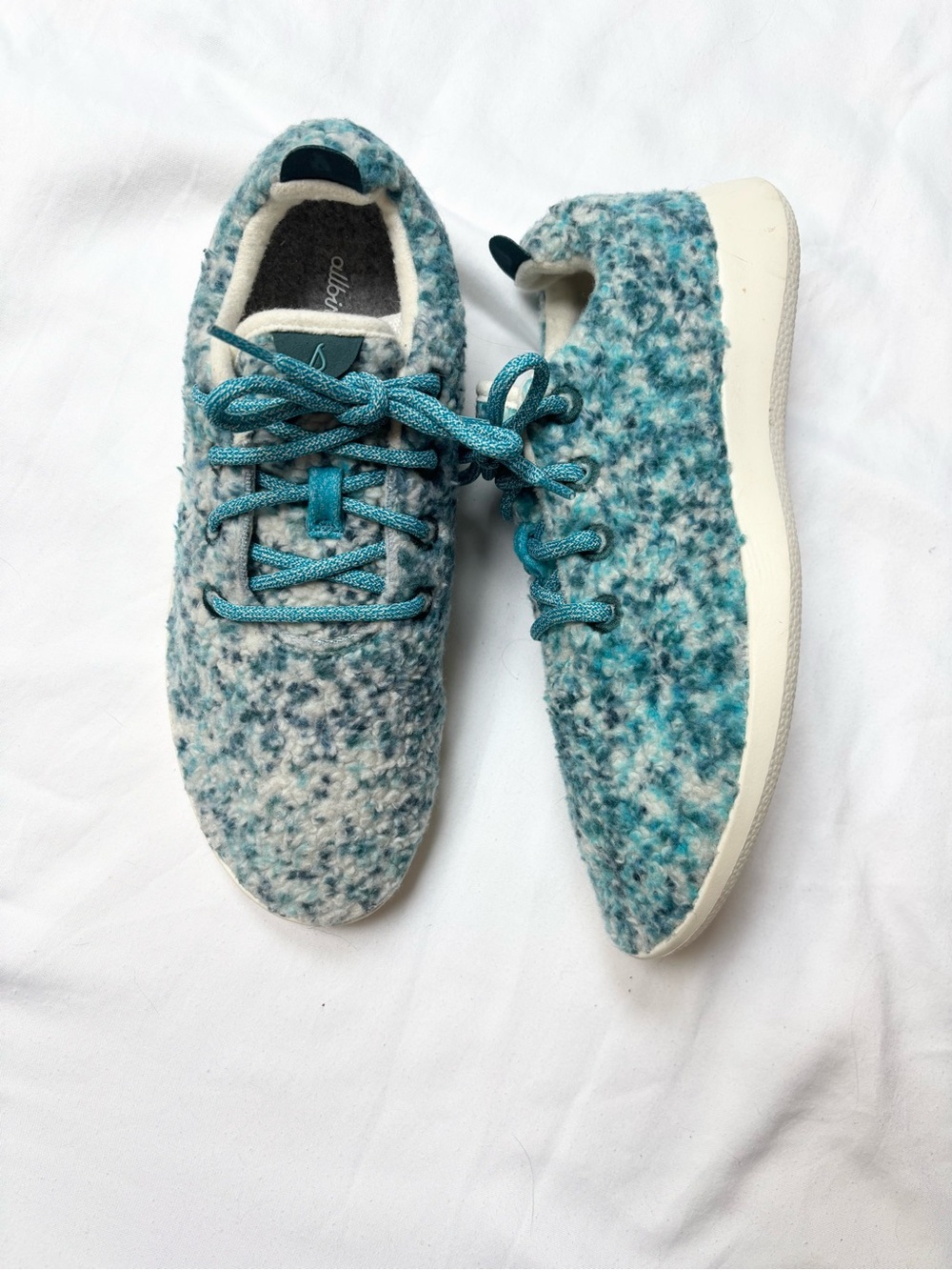 allbirds Wool Runner in Teal and Cream